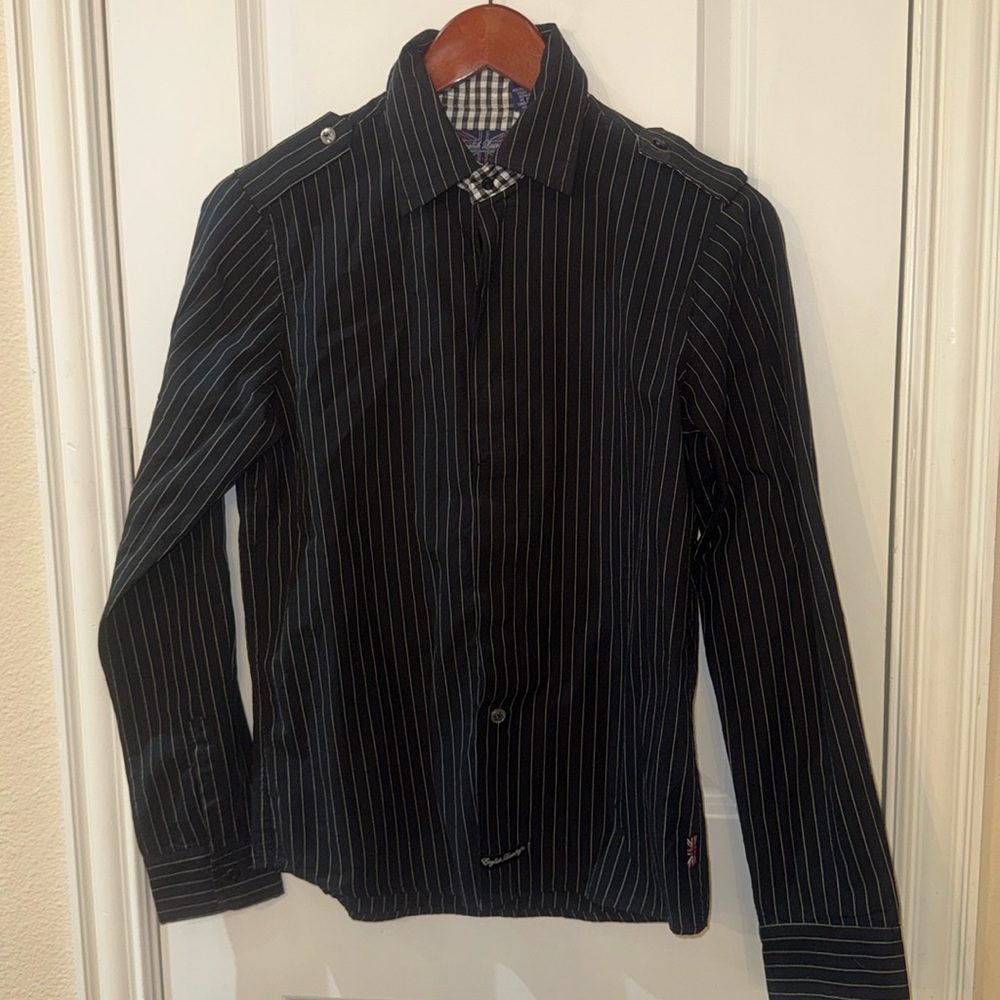 English Laundry Men’s Pinstriped Long Sleeved Top Medium